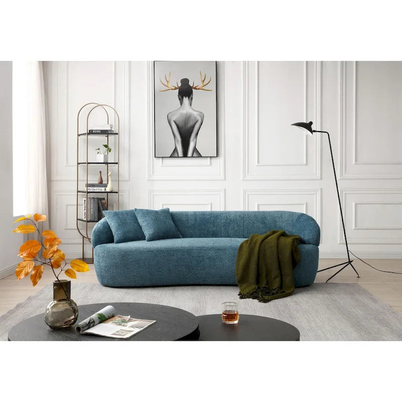 Canapé incurvé bleu moderne du milieu du siècle