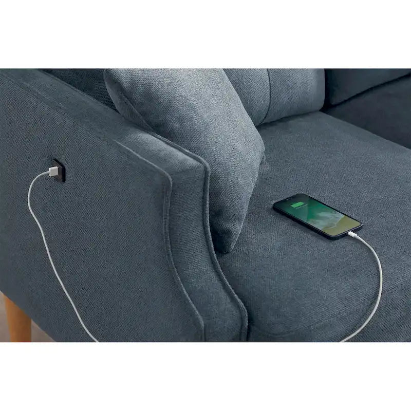 Canapé 3 places Living Space en tissu imperméable avec port de chargement USB