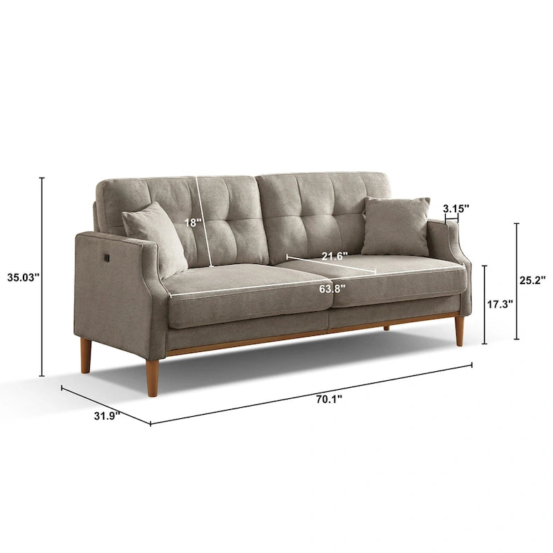 Canapé 3 places Living Space en tissu imperméable avec port de chargement USB