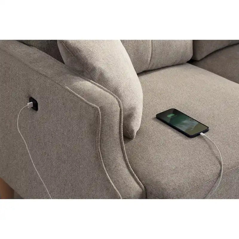 Canapé 3 places Living Space en tissu imperméable avec port de chargement USB