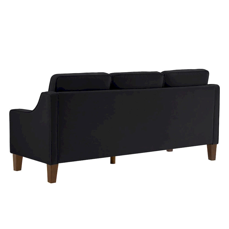 Canapé 3 places moderne avec accoudoirs incurvés et pieds en bois - 29.00 x 74.00 x 34.25