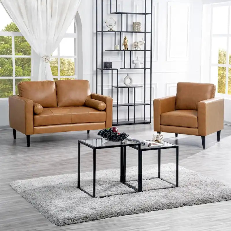 Canapé en cuir véritable du milieu du siècle, canapé de luxe pour salon, bureau à domicile, chambre à coucher
