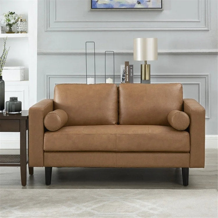 Canapé en cuir véritable du milieu du siècle, canapé de luxe pour salon, bureau à domicile, chambre à coucher