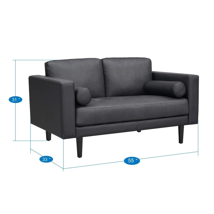 Canapé en cuir véritable du milieu du siècle, canapé de luxe pour salon, bureau à domicile, chambre à coucher
