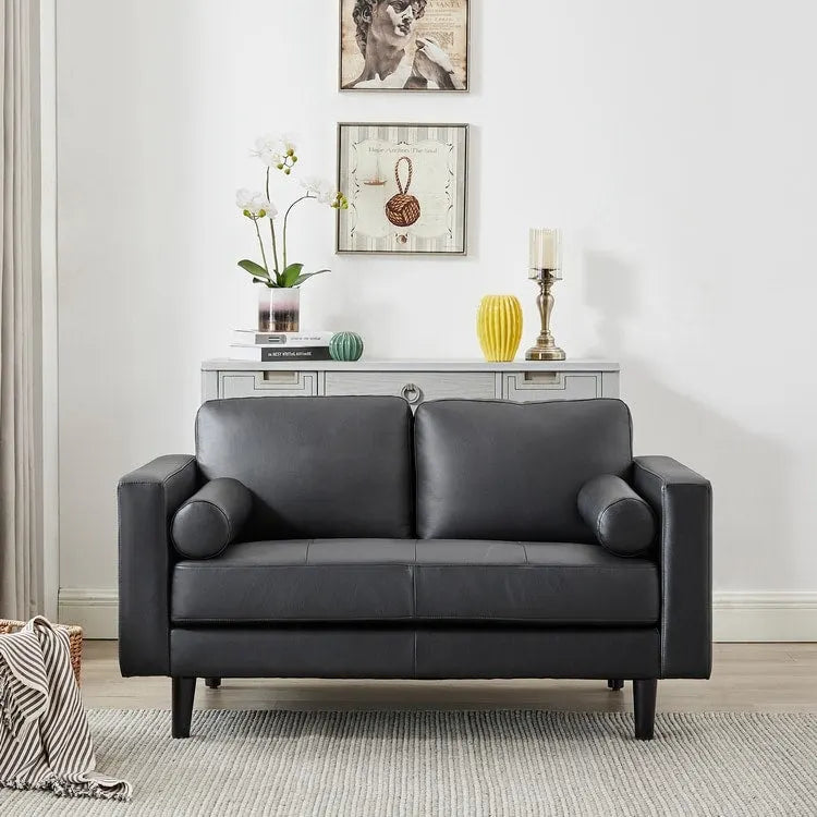 Canapé en cuir véritable du milieu du siècle, canapé de luxe pour salon, bureau à domicile, chambre à coucher
