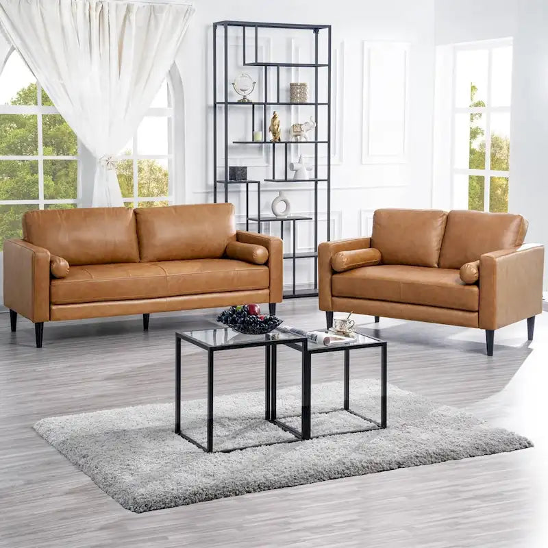 Canapé en cuir véritable du milieu du siècle, canapé de luxe pour salon, bureau à domicile, chambre à coucher