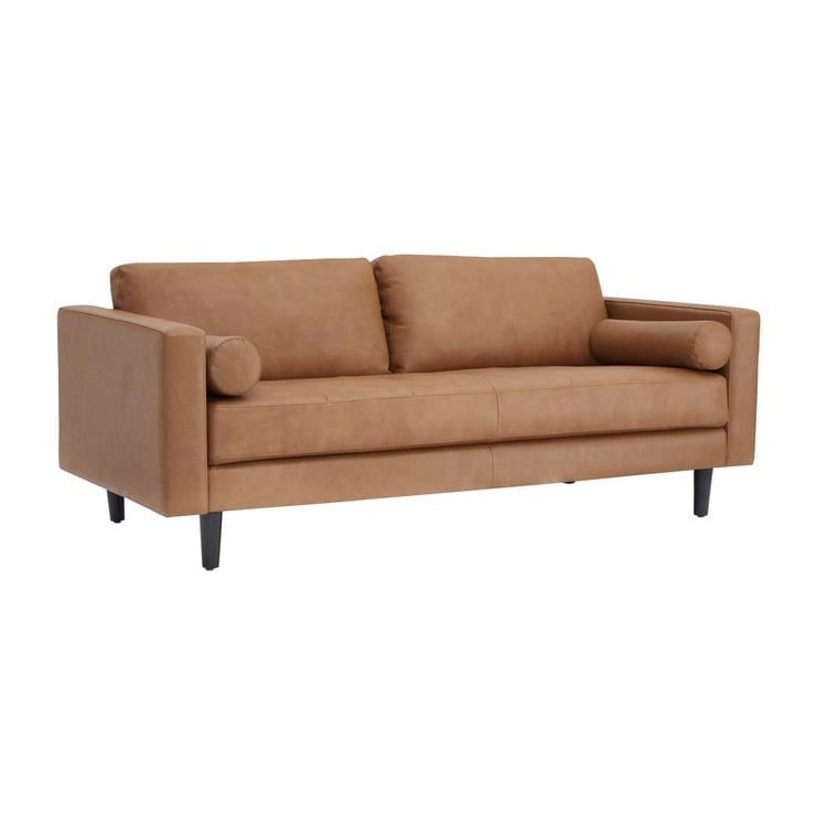 Canapé en cuir véritable du milieu du siècle, canapé de luxe pour salon, bureau à domicile, chambre à coucher