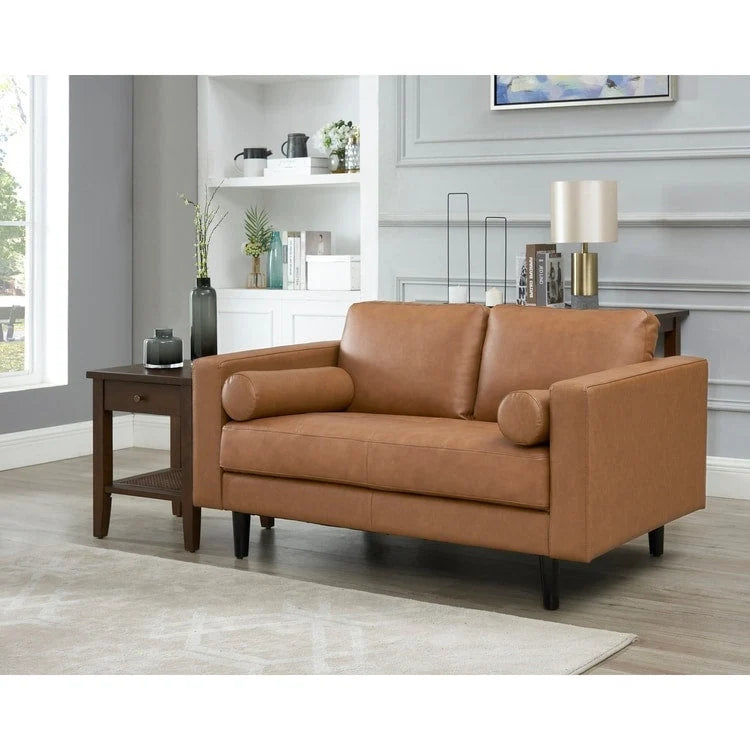 Canapé en cuir véritable du milieu du siècle, canapé de luxe pour salon, bureau à domicile, chambre à coucher