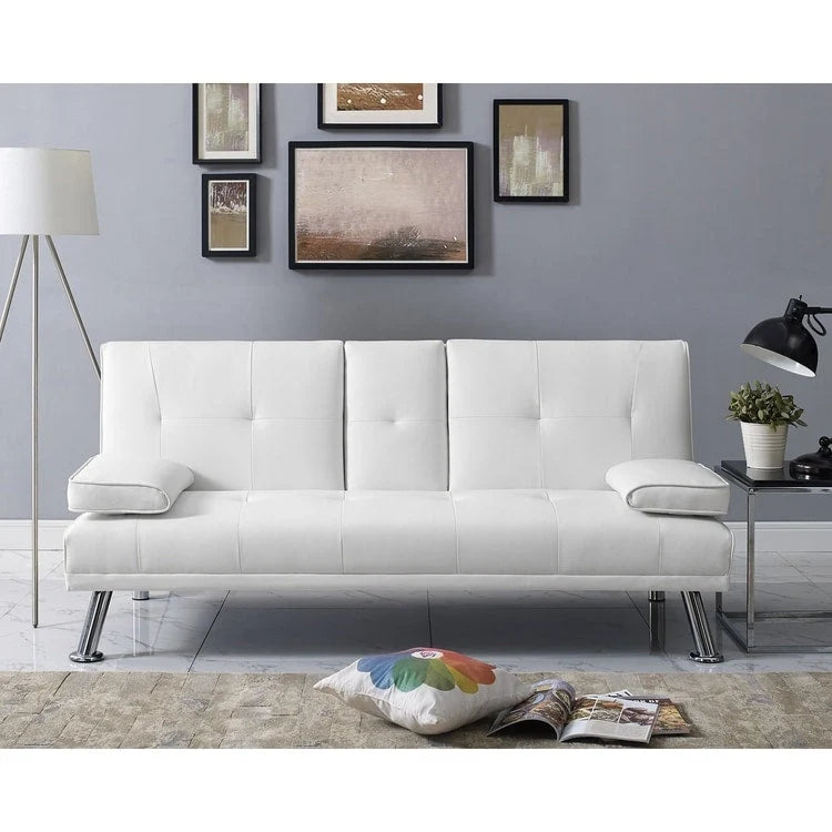 Collection ultime de canapés futons : Canapé futon avec accoudoirs et porte-gobelets, Canapé capitonné avec pieds en bois