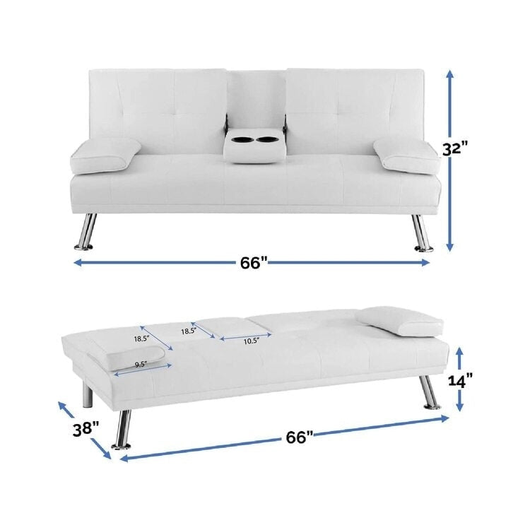 Collection ultime de canapés futons : Canapé futon avec accoudoirs et porte-gobelets, Canapé capitonné avec pieds en bois