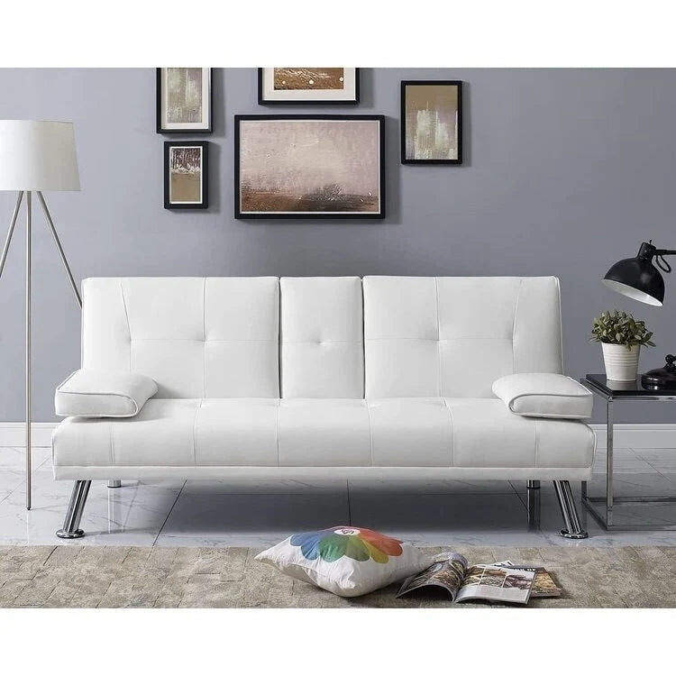 Collection ultime de canapés futons : Canapé futon avec accoudoirs et porte-gobelets, Canapé capitonné avec pieds en bois