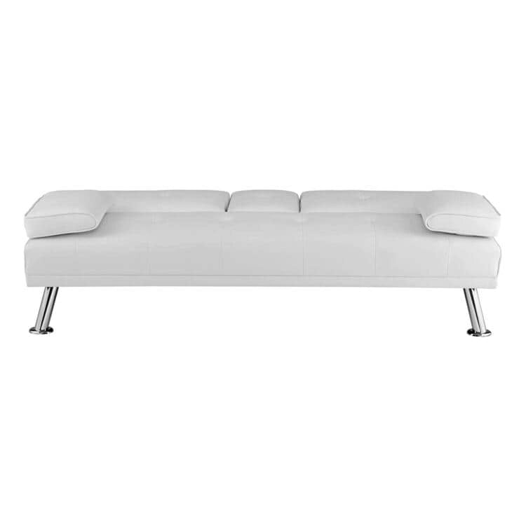 Collection ultime de canapés futons : Canapé futon avec accoudoirs et porte-gobelets, Canapé capitonné avec pieds en bois