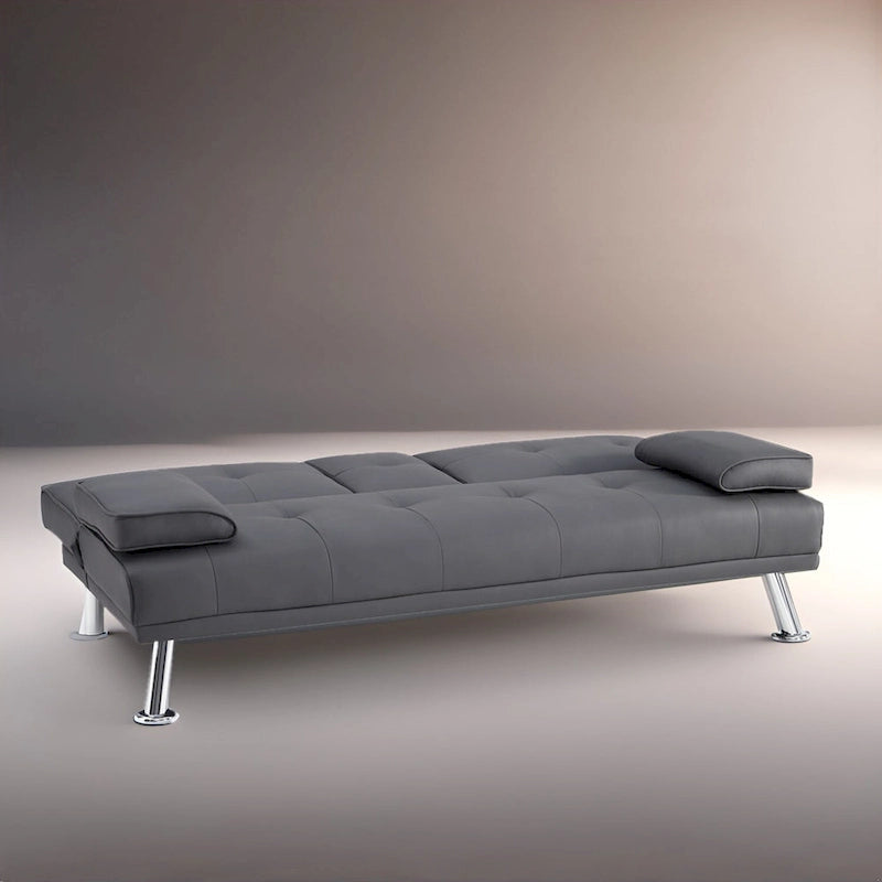 Collection ultime de canapés futons : Canapé futon avec accoudoirs et porte-gobelets, Canapé capitonné avec pieds en bois