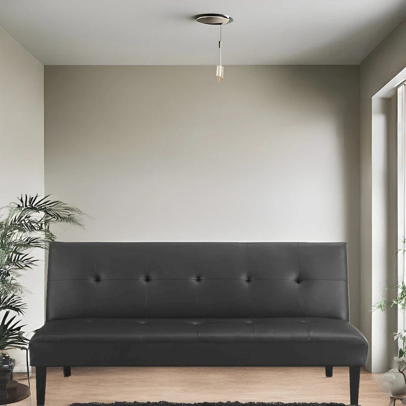 Collection ultime de canapés futons : Canapé futon avec accoudoirs et porte-gobelets, Canapé capitonné avec pieds en bois
