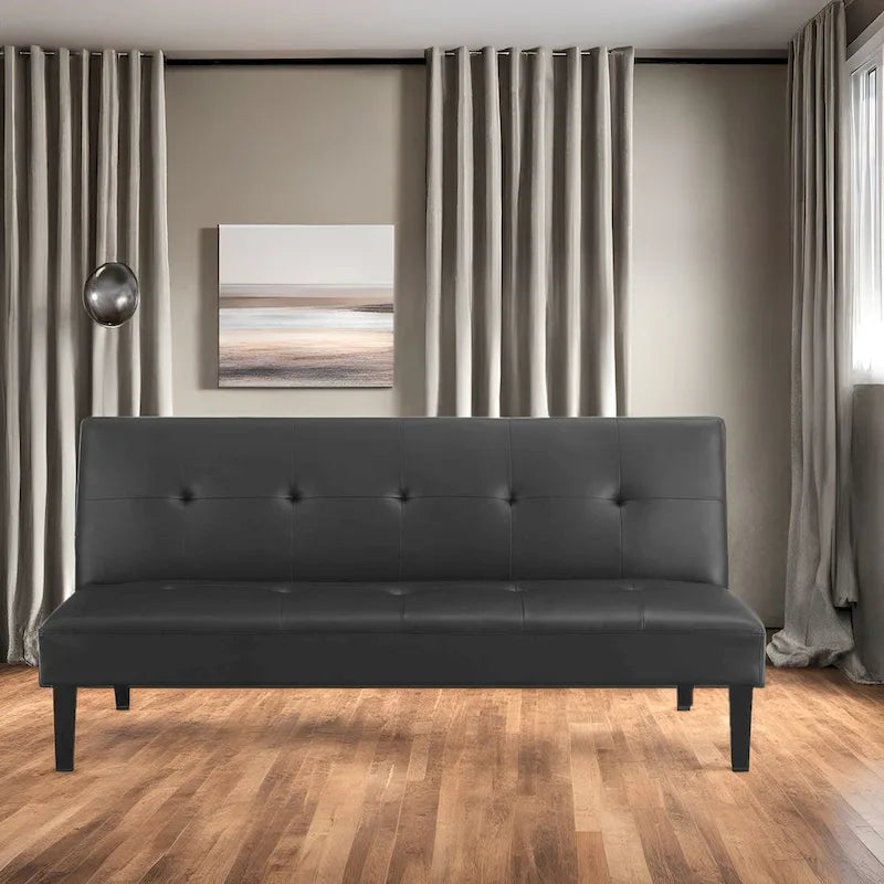 Collection ultime de canapés futons : Canapé futon avec accoudoirs et porte-gobelets, Canapé capitonné avec pieds en bois