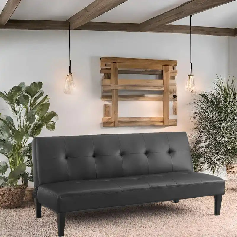 Collection ultime de canapés futons : Canapé futon avec accoudoirs et porte-gobelets, Canapé capitonné avec pieds en bois