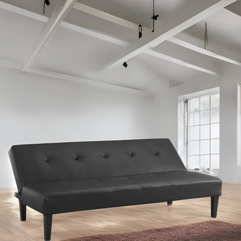 Collection ultime de canapés futons : Canapé futon avec accoudoirs et porte-gobelets, Canapé capitonné avec pieds en bois