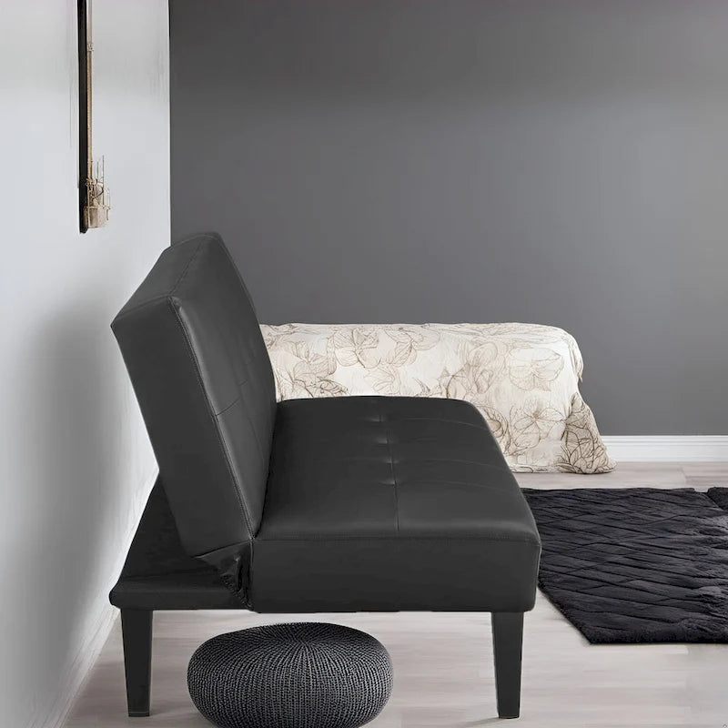 Collection ultime de canapés futons : Canapé futon avec accoudoirs et porte-gobelets, Canapé capitonné avec pieds en bois