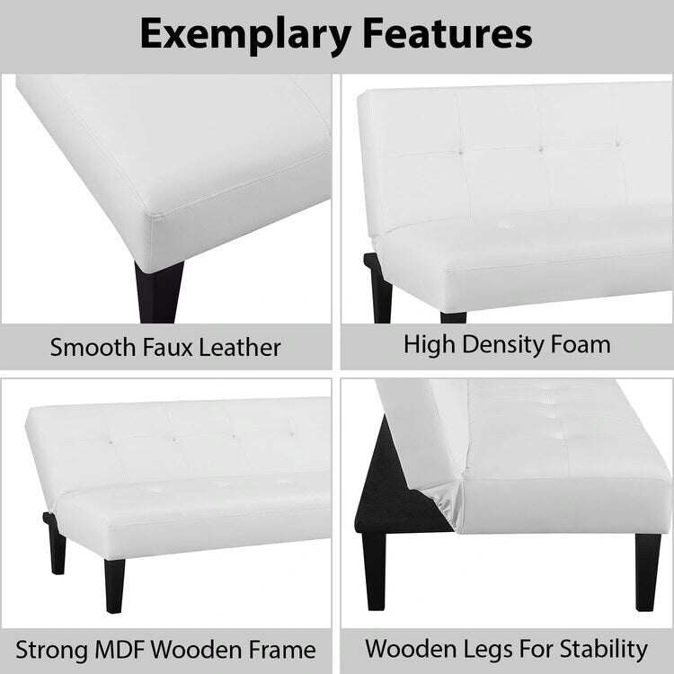 Collection ultime de canapés futons : Canapé futon avec accoudoirs et porte-gobelets, Canapé capitonné avec pieds en bois