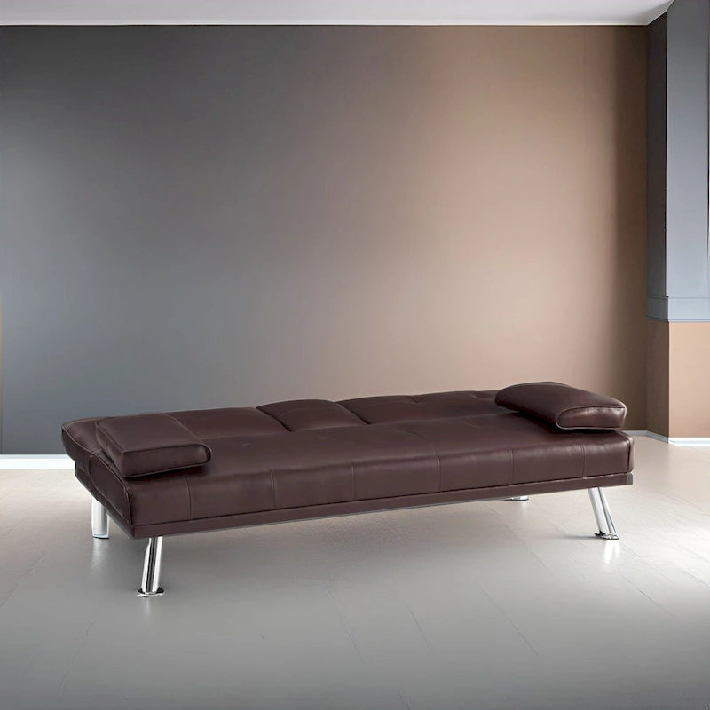 Collection ultime de canapés futons : Canapé futon avec accoudoirs et porte-gobelets, Canapé capitonné avec pieds en bois