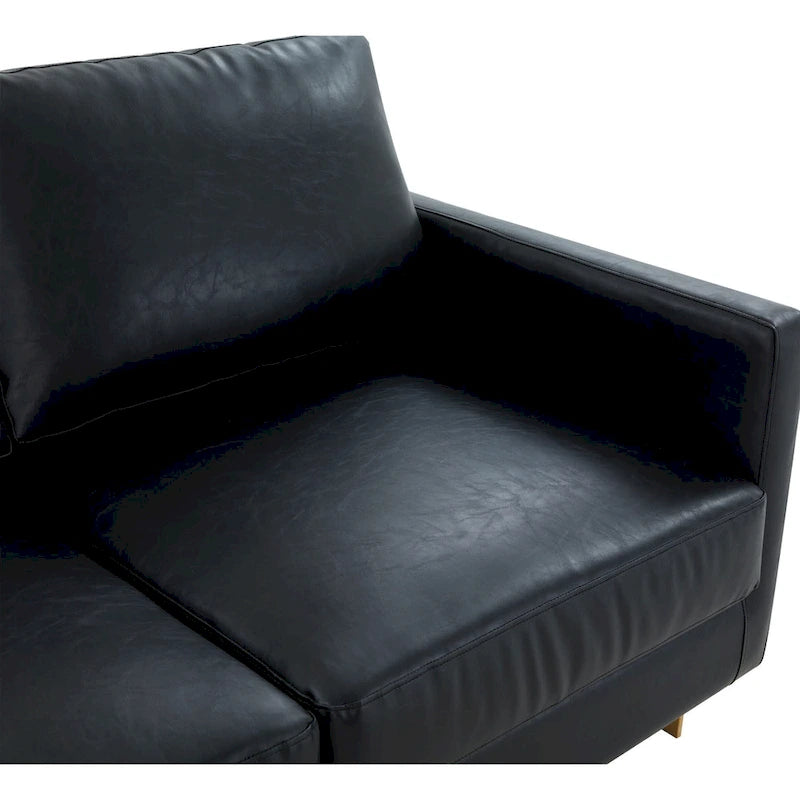 Canapé en cuir rembourré moderne LeisureMod Lincoln avec cadre doré - 83