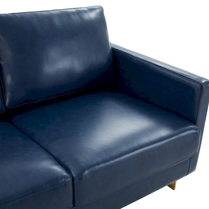 Canapé en cuir rembourré moderne LeisureMod Lincoln avec cadre doré - 83