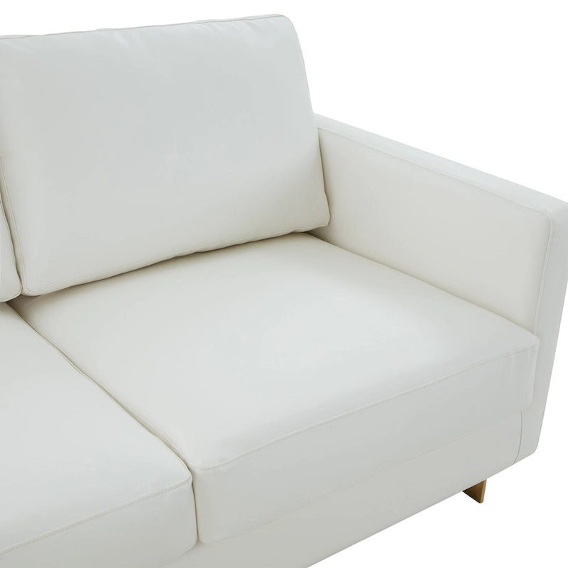 Canapé en cuir rembourré moderne LeisureMod Lincoln avec cadre doré - 83