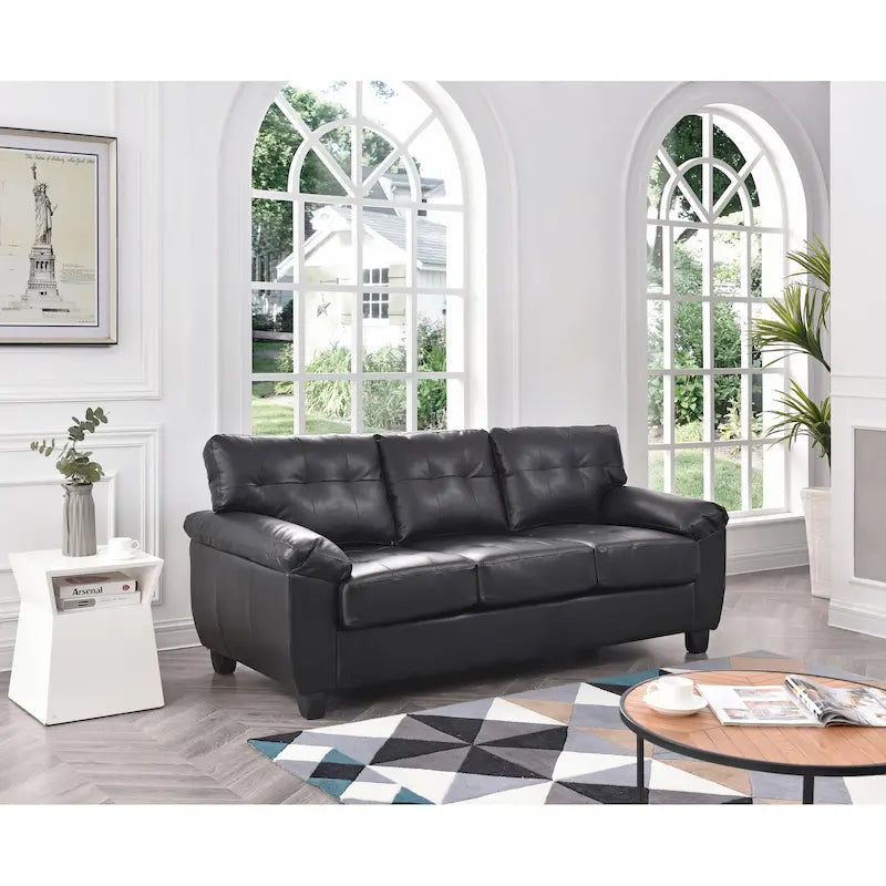 Canapé droit en similicuir à accoudoirs évasés Gallant 78 po L - 33L x 78W x 35H
