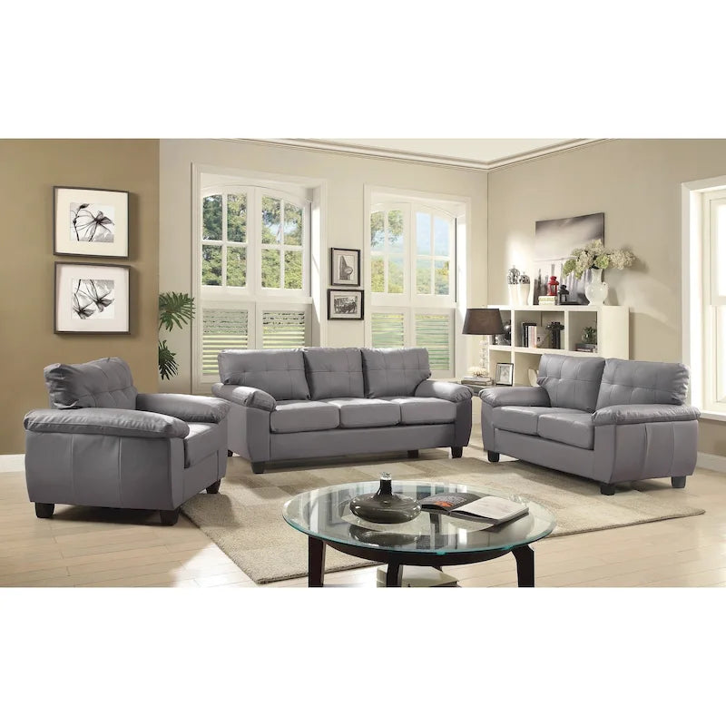 Canapé droit en similicuir à accoudoirs évasés Gallant 78 po L - 33L x 78W x 35H