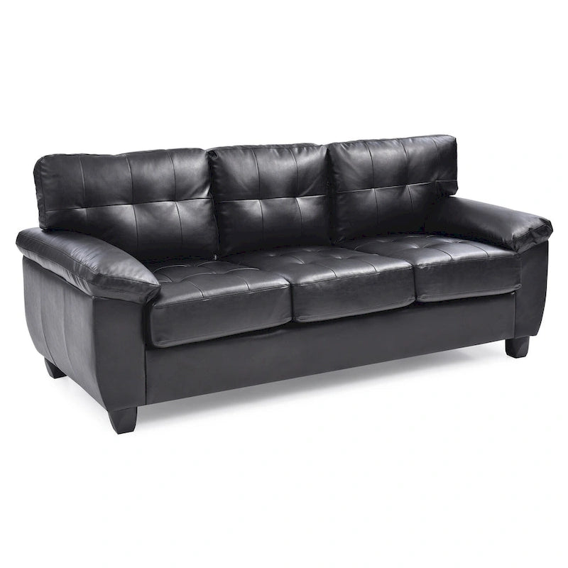 Canapé droit en similicuir à accoudoirs évasés Gallant 78 po L - 33L x 78W x 35H