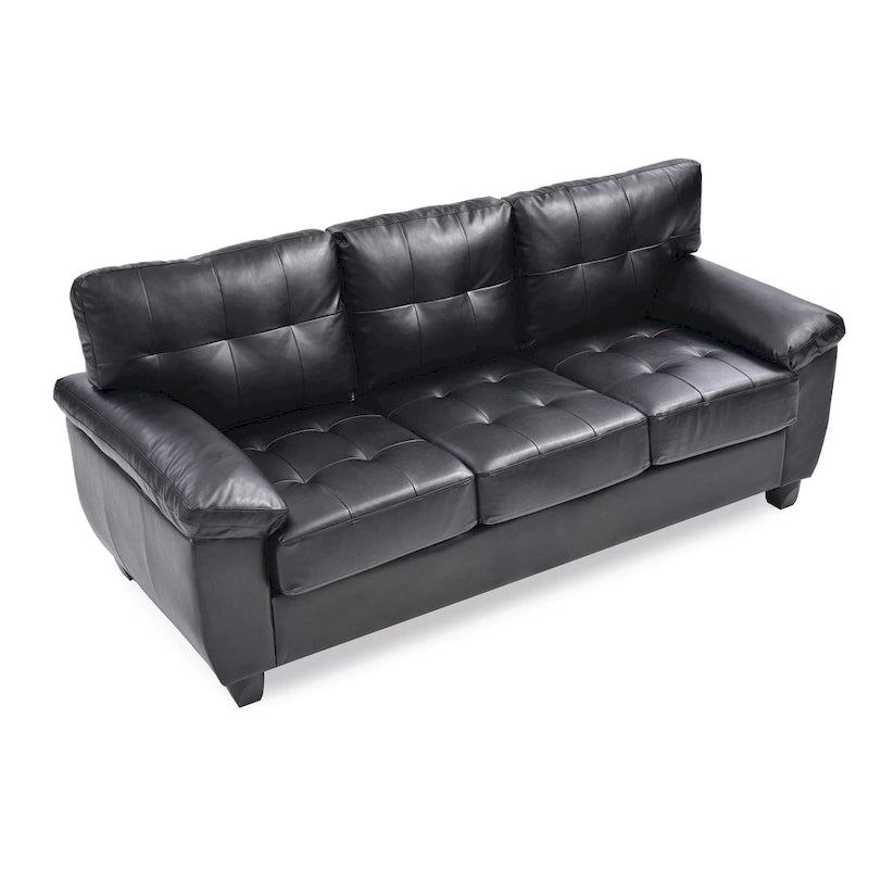 Canapé droit en similicuir à accoudoirs évasés Gallant 78 po L - 33L x 78W x 35H