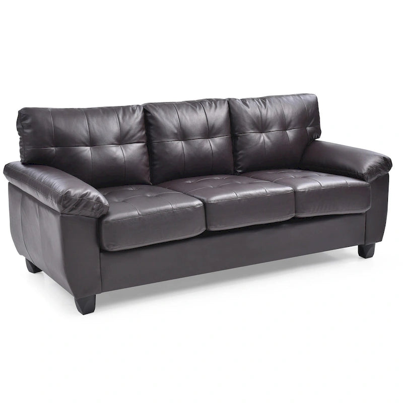 Canapé droit en similicuir à accoudoirs évasés Gallant 78 po L - 33L x 78W x 35H