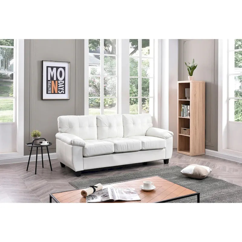 Canapé droit en similicuir à accoudoirs évasés Gallant 78 po L - 33L x 78W x 35H