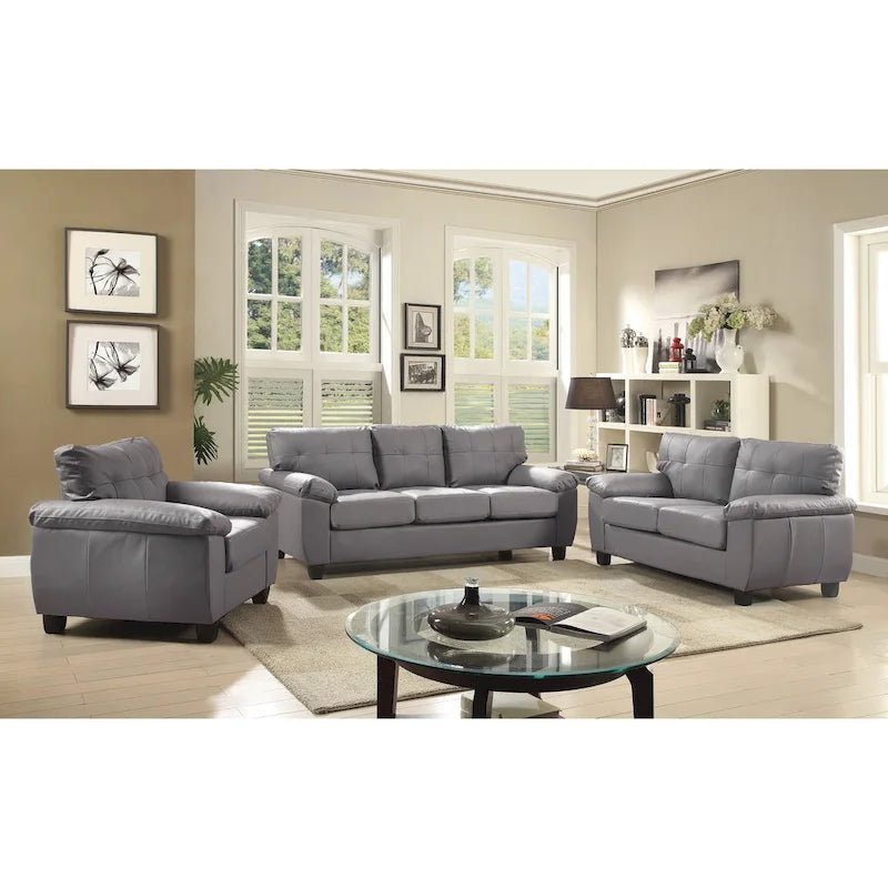 Canapé droit en similicuir à accoudoirs évasés Gallant 78 po L - 33L x 78W x 35H