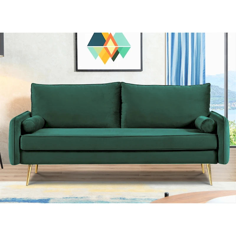 Canapé en polyester 70W Villeda avec accoudoirs carrés
