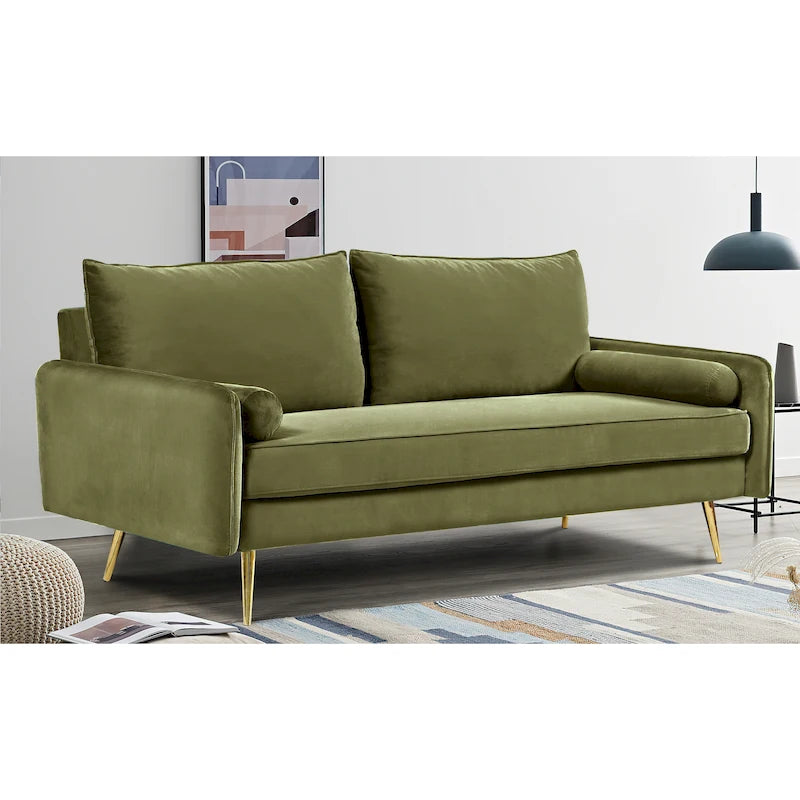 Canapé en polyester 70W Villeda avec accoudoirs carrés
