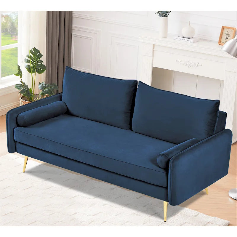 Canapé en polyester 70W Villeda avec accoudoirs carrés