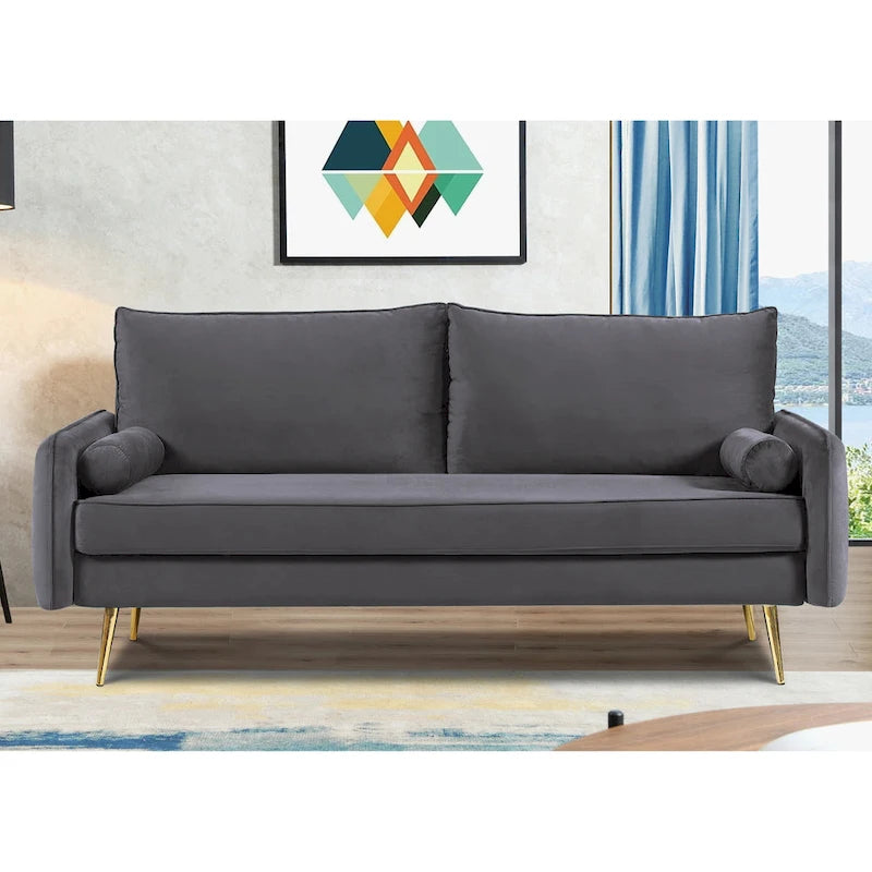 Canapé en polyester 70W Villeda avec accoudoirs carrés