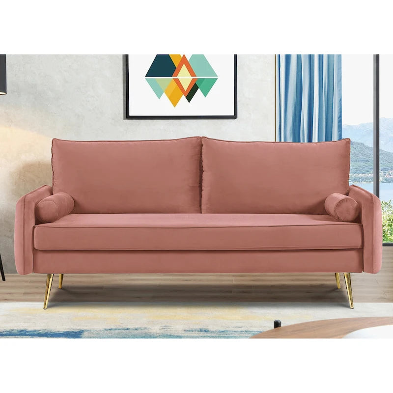 Canapé en polyester 70W Villeda avec accoudoirs carrés