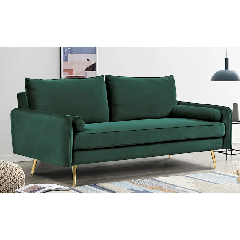 Canapé en polyester 70W Villeda avec accoudoirs carrés