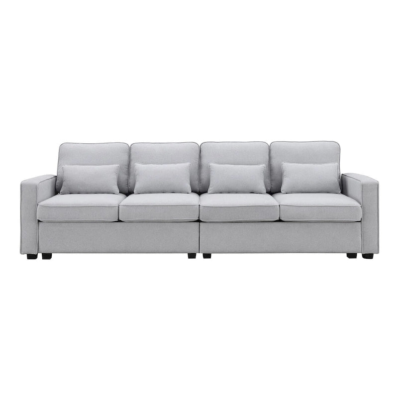 Canapé Merax 104 places 4 places en lin moderne avec pochettes d'accoudoirs et 4 coussins, style minimaliste