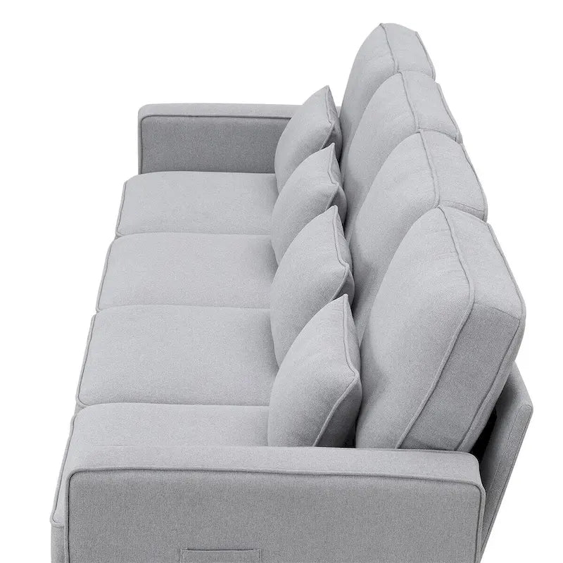 Canapé Merax 104 places 4 places en lin moderne avec pochettes d'accoudoirs et 4 coussins, style minimaliste