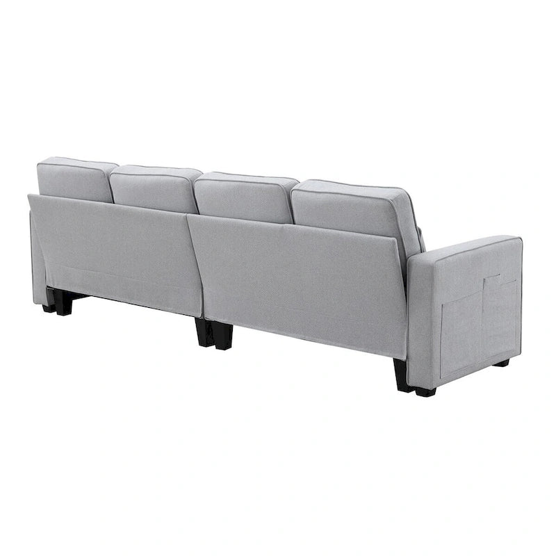 Canapé Merax 104 places 4 places en lin moderne avec pochettes d'accoudoirs et 4 coussins, style minimaliste