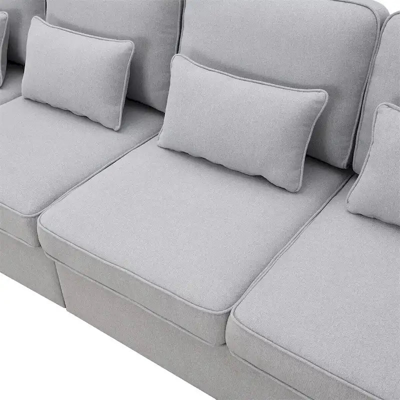 Canapé Merax 104 places 4 places en lin moderne avec pochettes d'accoudoirs et 4 coussins, style minimaliste