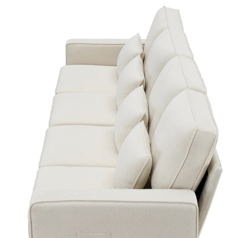 Canapé Merax 104 places 4 places en lin moderne avec pochettes d'accoudoirs et 4 coussins, style minimaliste