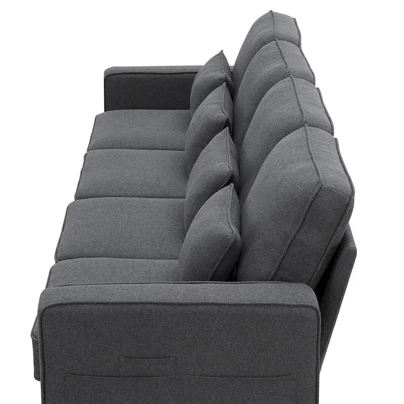 Canapé Merax 104 places 4 places en lin moderne avec pochettes d'accoudoirs et 4 coussins, style minimaliste