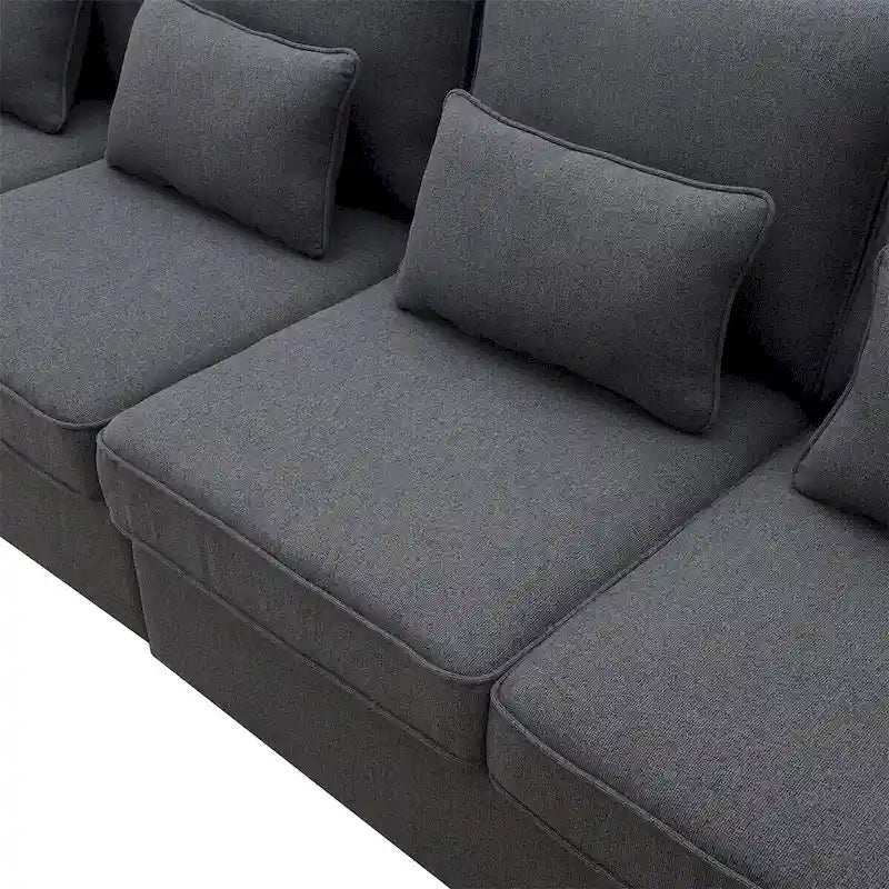 Canapé Merax 104 places 4 places en lin moderne avec pochettes d'accoudoirs et 4 coussins, style minimaliste