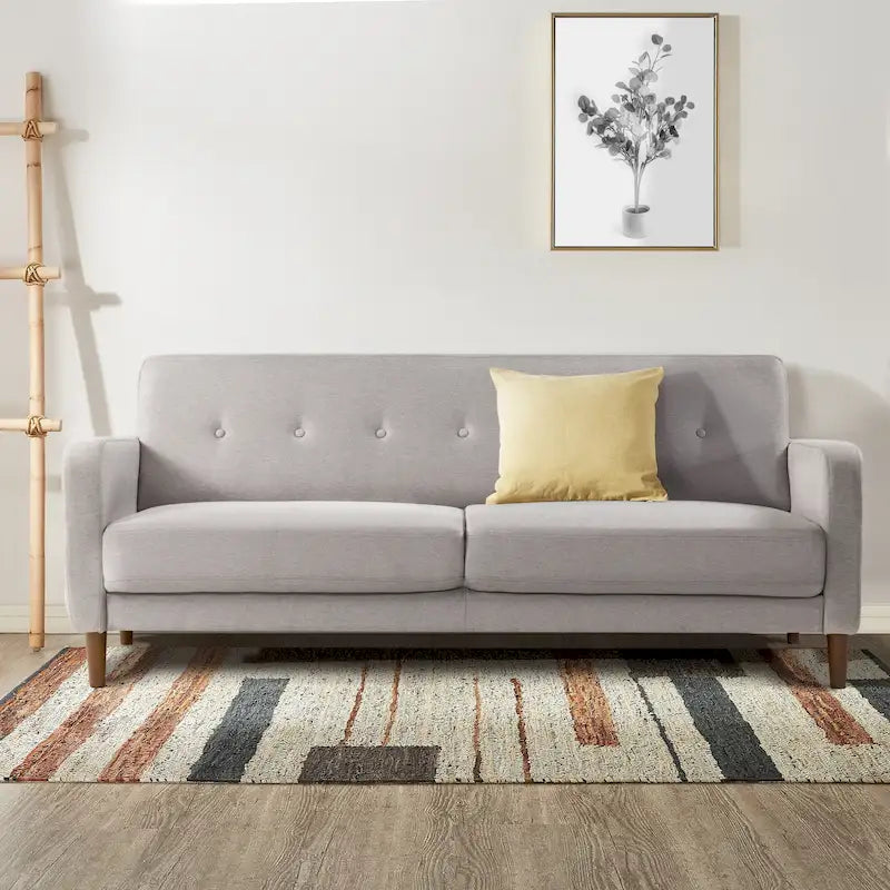 Canapé en lin touffeté moderne ADAIR avec poches accoudoirs par Crown Comfort