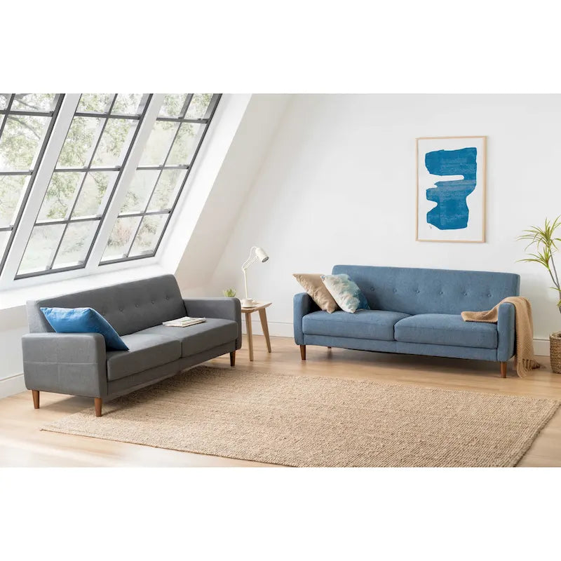 Canapé en lin touffeté moderne ADAIR avec poches accoudoirs par Crown Comfort