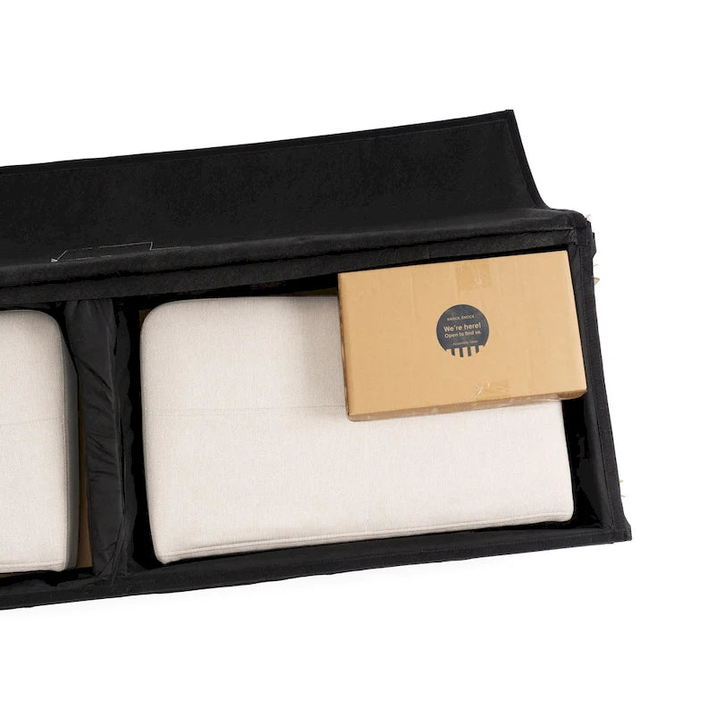 Canapé en lin touffeté moderne ADAIR avec poches accoudoirs par Crown Comfort